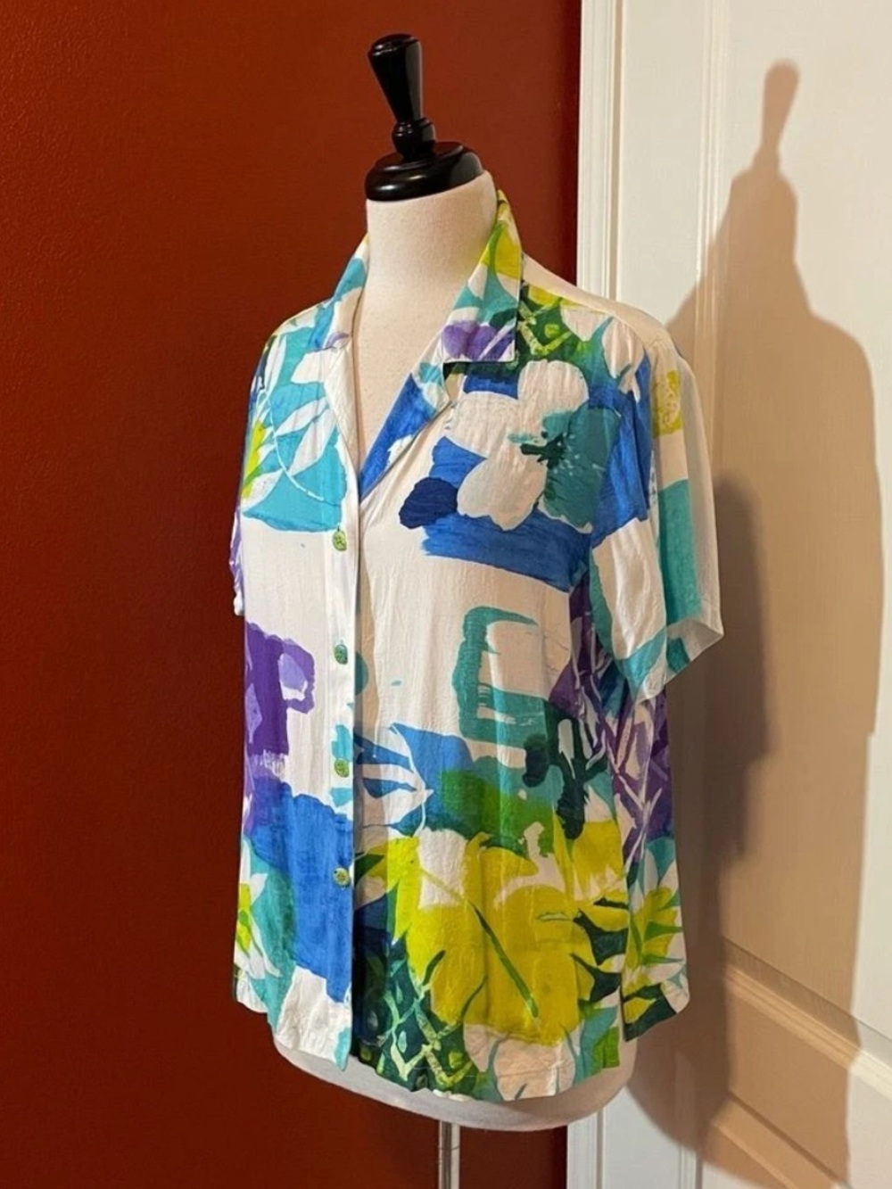 Jams World Men’s Cozumel Print Short Sleeve Hawaiian Floral Aloha Camp Shirt